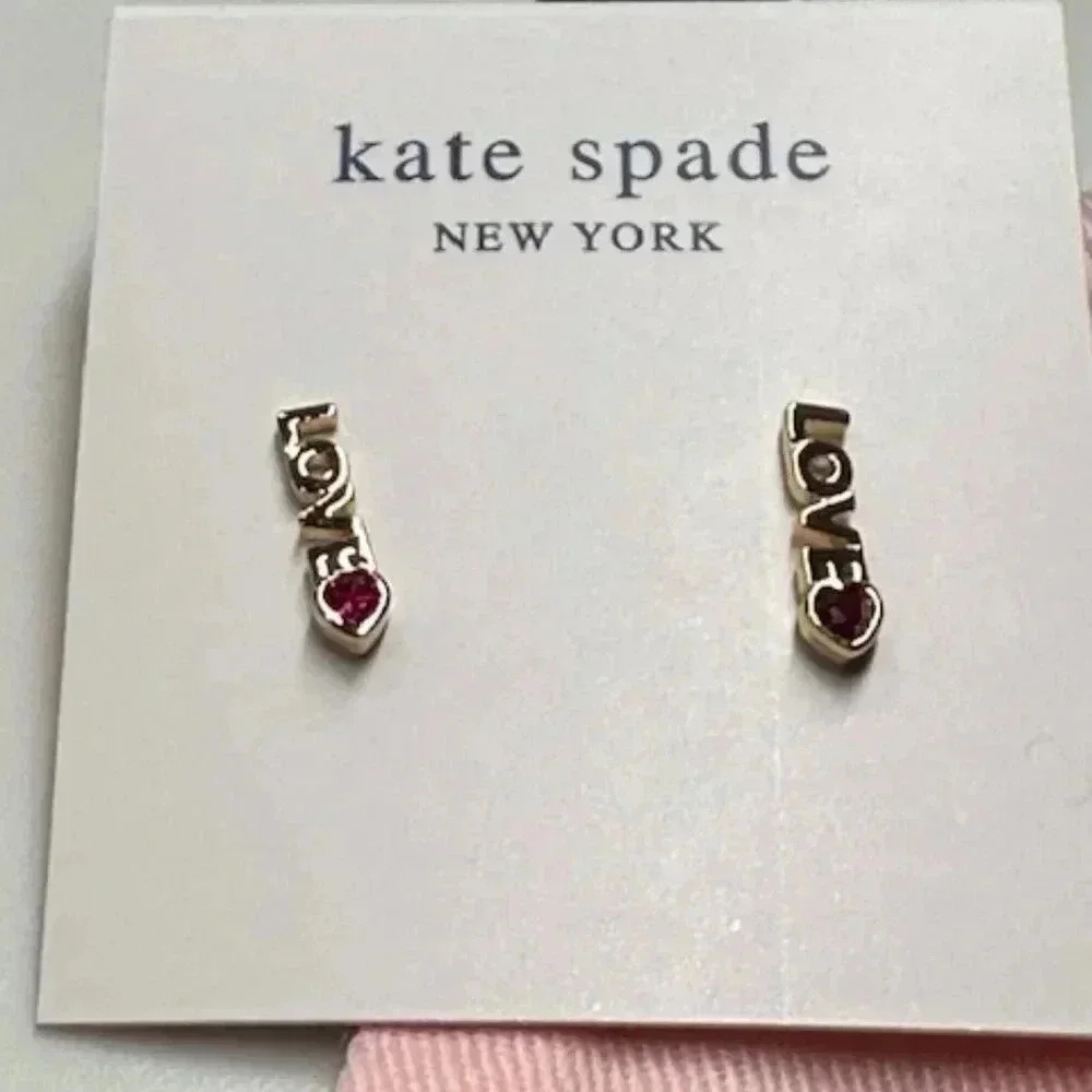 3 items Kate Spade Love Earrings and Bracelet NWT + Dustbag - Picture 4 of 5